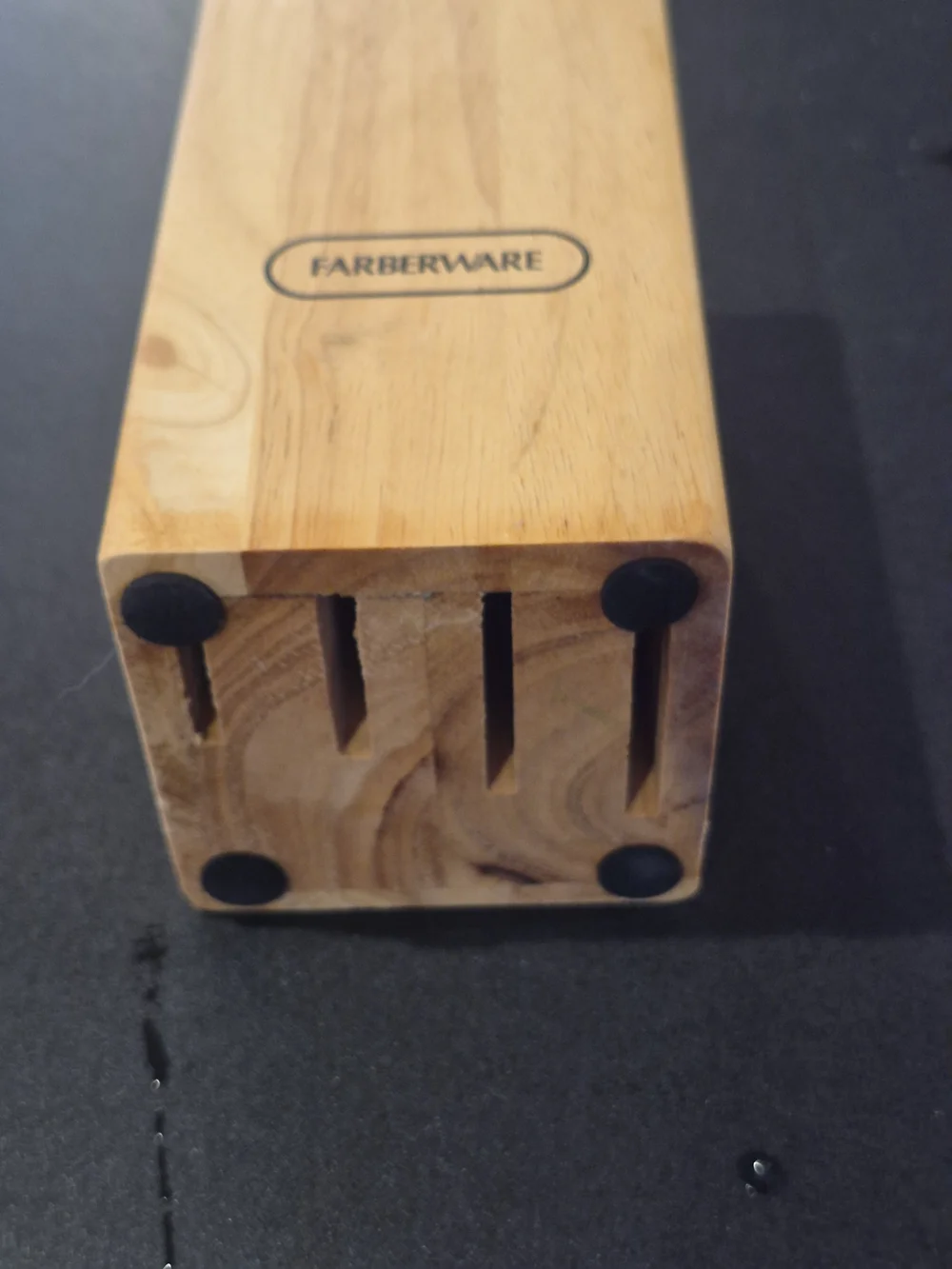 Farberware Knife Block 5 Slot Natural Oak Wood 5 1/2" × 3"x3 No Knives Included - Picture 6 of 6